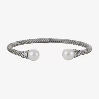 9-9.5Mm Cultured Freshwater Pearl Sterling Silver Cuff Bracelet