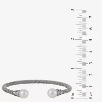 9-9.5Mm Cultured Freshwater Pearl Sterling Silver Cuff Bracelet