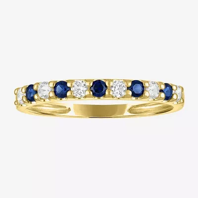 Womens Lab Created Gemstone 10K Gold Band