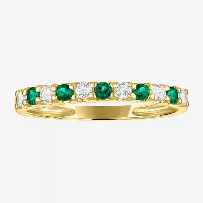 Womens Lab Created Gemstone 10K Gold Band