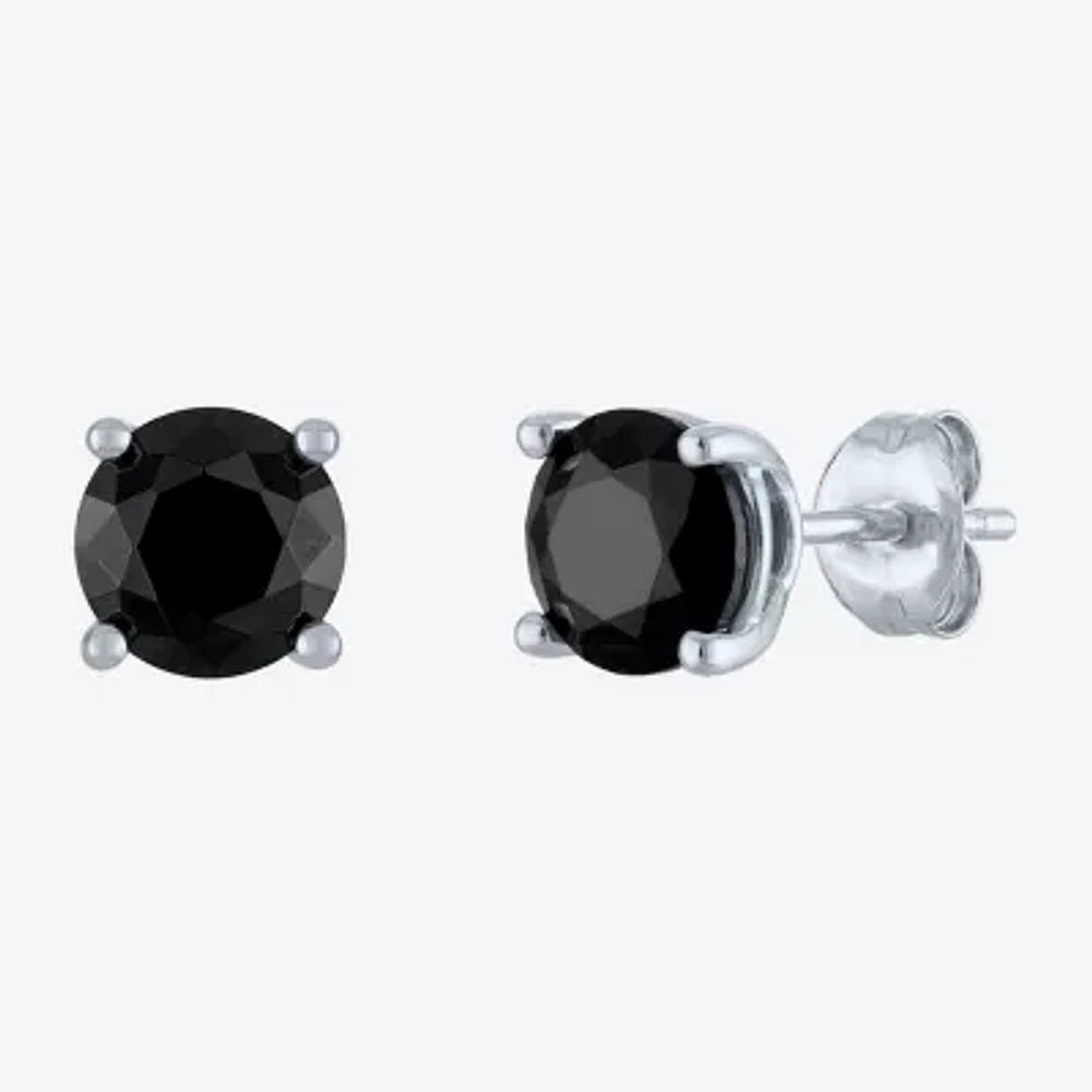 2 CT. T.W. Natural Black Diamond 10K White Gold 6.5mm Round Stud Earrings