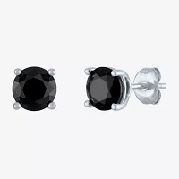 2 CT. T.W. Natural Black Diamond 10K White Gold 6.5mm Round Stud Earrings