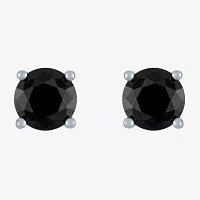 2 CT. T.W. Natural Black Diamond 10K White Gold 6.5mm Round Stud Earrings