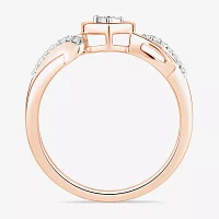 Promise My Love Womens 1/10 CT. T.W. Natural White Diamond 10K Rose Gold Heart Ring