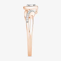 Promise My Love Womens 1/10 CT. T.W. Natural White Diamond 10K Rose Gold Heart Ring