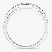 Womens 1/2 CT. T.W. Natural White Diamond 10K Gold Chevron Wedding Band