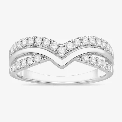 Womens 1/2 CT. T.W. Natural White Diamond 10K Gold Chevron Wedding Band