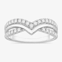 Womens 1/2 CT. T.W. Natural White Diamond 10K Gold Chevron Wedding Band