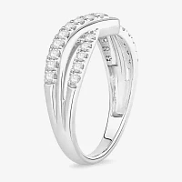 Womens 1/2 CT. T.W. Natural White Diamond 10K Gold Chevron Wedding Band