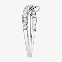 Womens 1/2 CT. T.W. Natural White Diamond 10K Gold Chevron Wedding Band