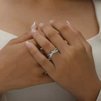 Womens 1/2 CT. T.W. Natural White Diamond 10K Gold Chevron Wedding Band