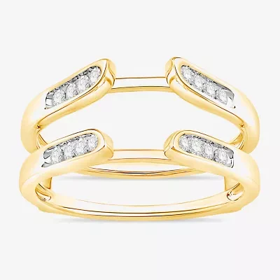 Womens 1/ CT. T.W. Natural White Diamond 10K Gold Wedding Ring Guard