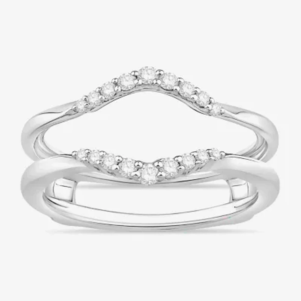 Womens 1/5 CT. Natural White Diamond 10K Gold Wedding Ring Guard