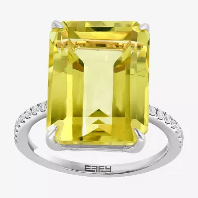 Effy Womens Genuine Quartz Sterling Silver Side Stone Cocktail Ring