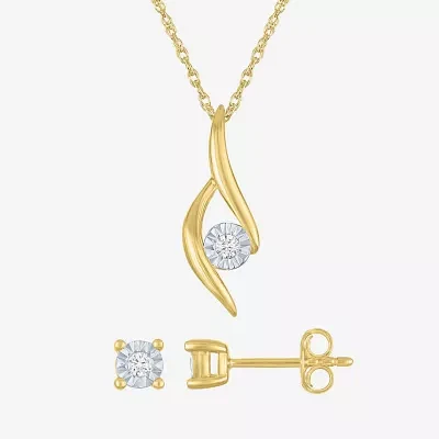 Yes, Please! (G-H / I1-I2) Womens 2-pc. 1/10 CT. T.W. Lab Grown White Diamond 14K Gold Over Silver Necklace Set