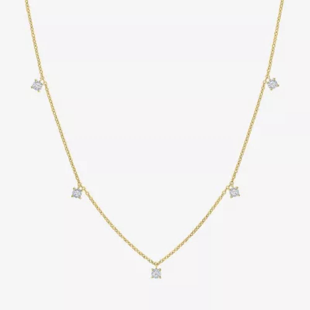 Diamond Addiction (G-H / I1-I2) Womens 1/10 CT. T.W. Lab Grown White Diamond 14K Gold Over Silver Round Strand Necklace