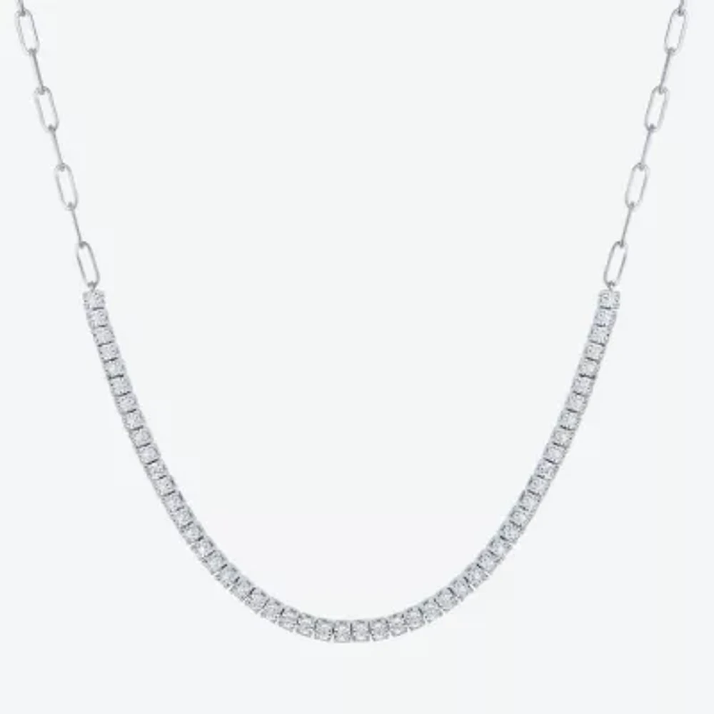 (G-H / I1-I2) Womens 1/3 CT. T.W. Lab Grown White Diamond Sterling Silver Tennis Necklaces