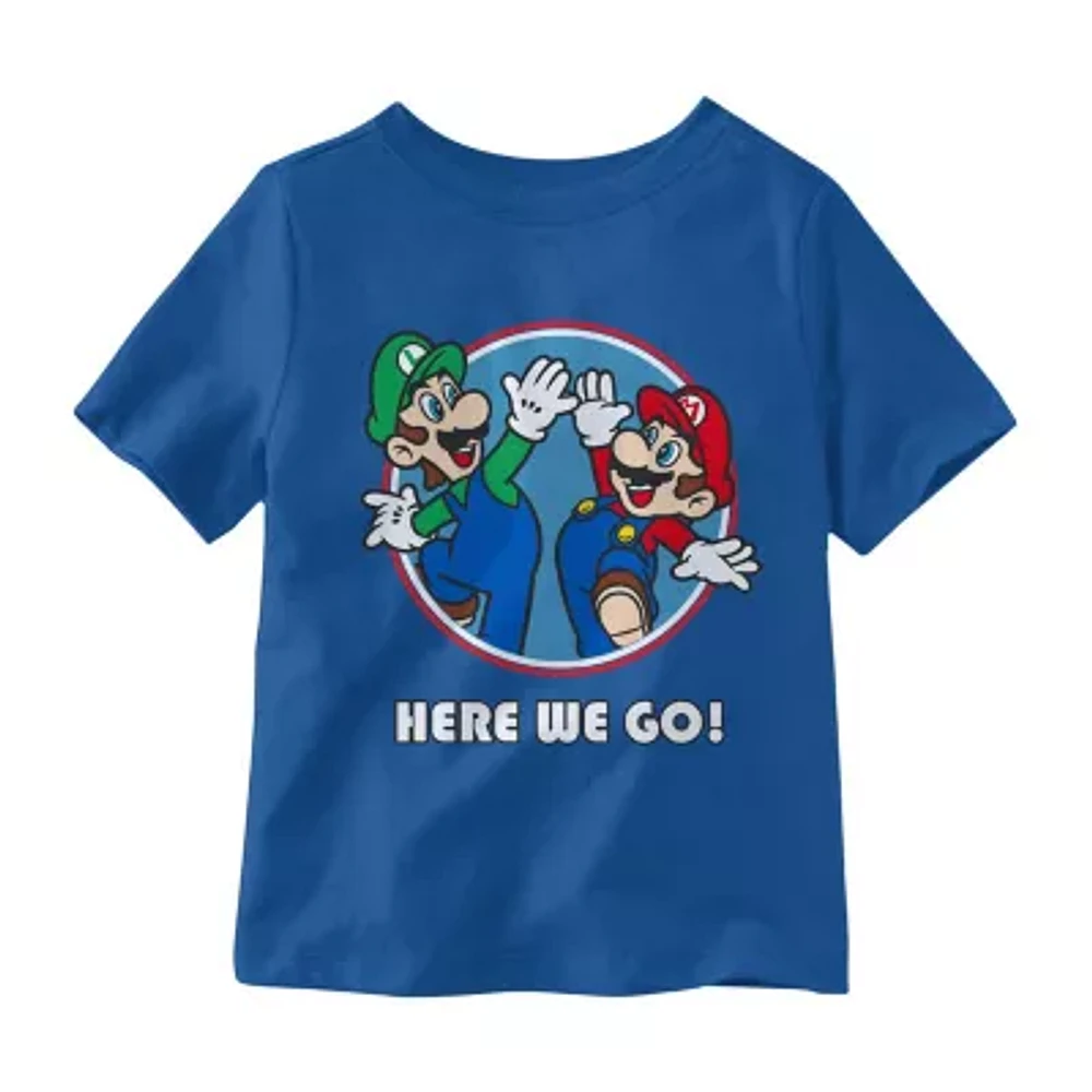 Little Boys Crew Neck Short Sleeve Super Mario Graphic T-Shirt