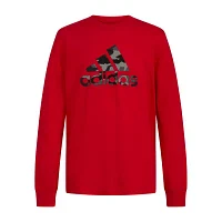 adidas Little Boys Round Neck Long Sleeve Graphic T-Shirt