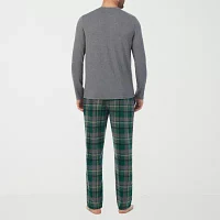 Cuddl Duds Mens Fleece Crew Neck Long Sleeve 2-pc. Pant Pajama Set