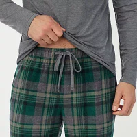 Cuddl Duds Mens Fleece Crew Neck Long Sleeve 2-pc. Pant Pajama Set