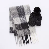 Mixit Chenille Beanie  And Buffalo Scarf Set 2-pc. Cold Weather