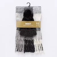 Mixit Chenille Beanie  And Buffalo Scarf Set 2-pc. Cold Weather