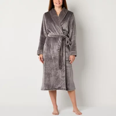 Liz Claiborne Womens Fleece Long Sleeve Length Robe