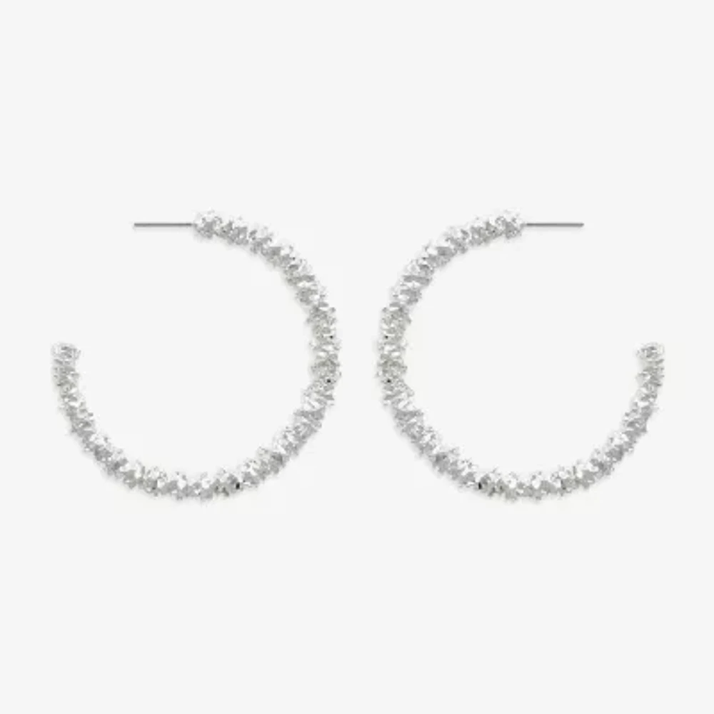 Bold Elements Silver Tone Womens 48mm Hoop Earrings