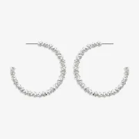 Bold Elements Silver Tone Womens 48mm Hoop Earrings