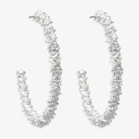 Bold Elements Silver Tone Womens 48mm Hoop Earrings
