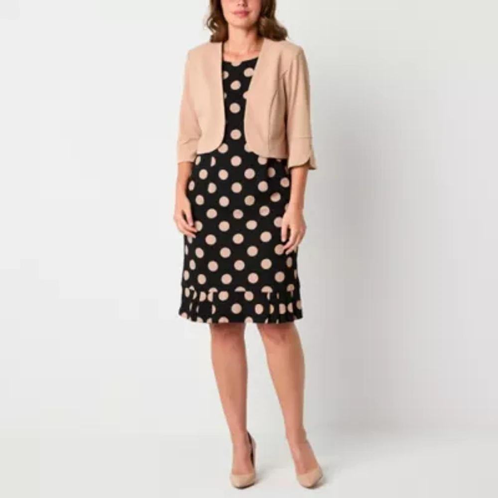 Maya Brooke Womens Dots Jacket Dress