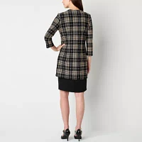 Danny & Nicole Womens Plaid Jacket Dress