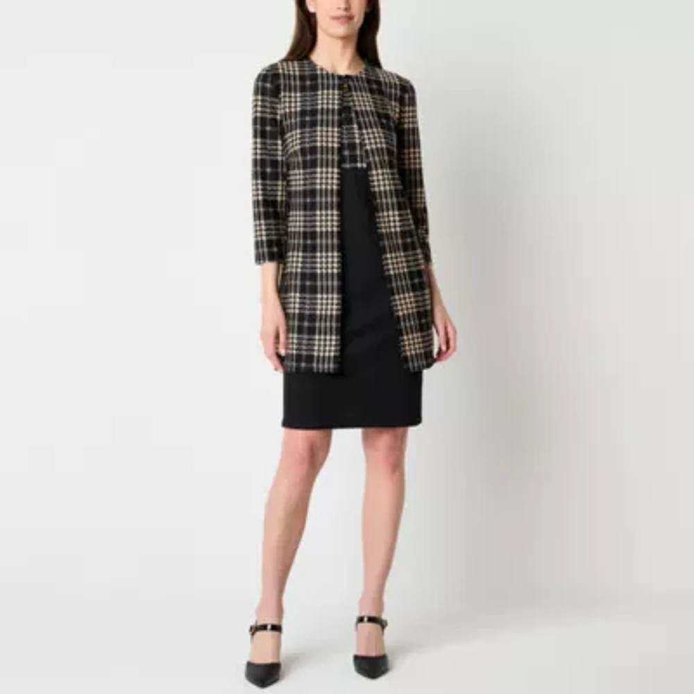 Danny & Nicole Womens Plaid Jacket Dress