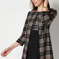 Danny & Nicole Womens Plaid Jacket Dress