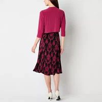 Danny & Nicole Womens Damask Midi Jacket Dress