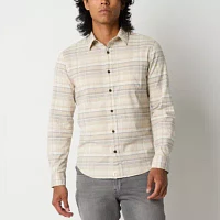 mutual weave Mens Regular Fit Long Sleeve Plaid Button-Down Shirt