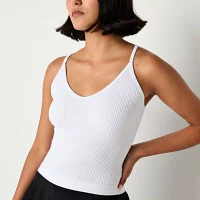 Arizona Womens Juniors V Neck Sleeveless Seamless Tank Top