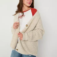 Arizona Juniors Womens V Neck Long Sleeve Button Cardigan