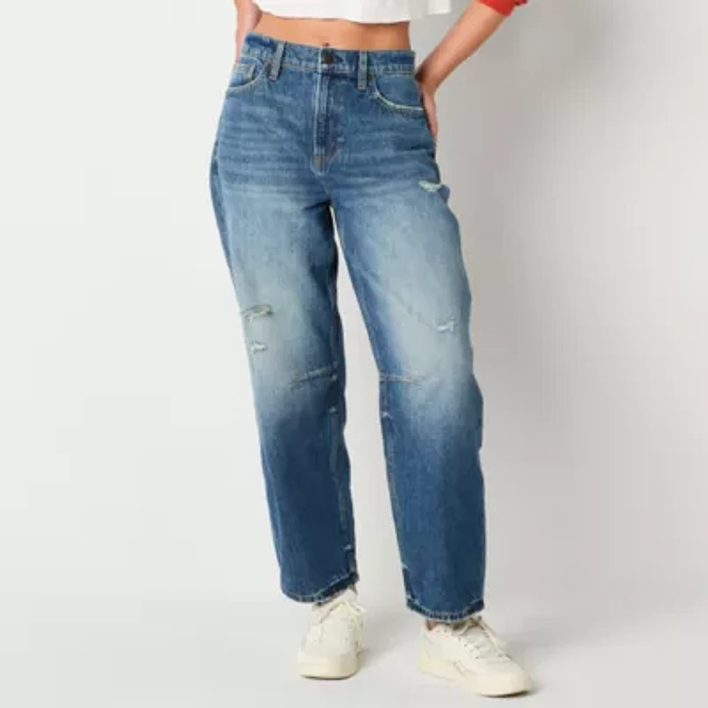 Arizona Juniors Barrel Womens Mid Rise Loose Fit Jean