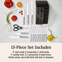 Calphalon Stainless Steel 15-pc. with Sharpin Edgetech Knife Block Set