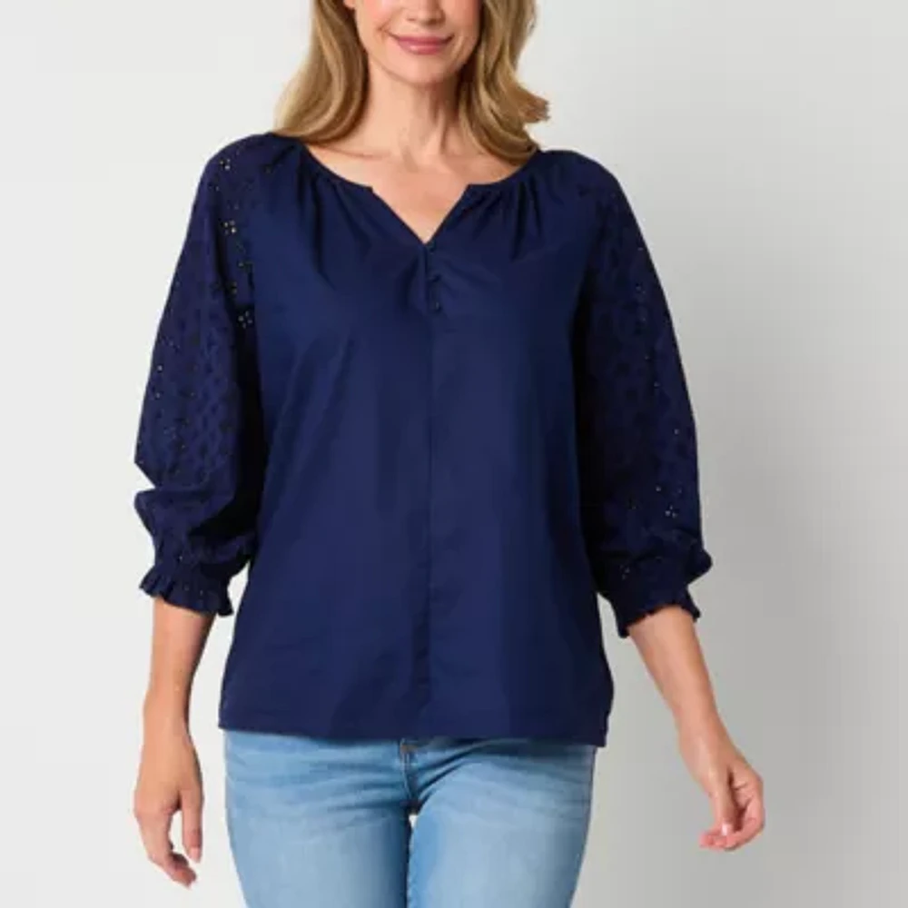 St. John's Bay Womens V Neck Blouse