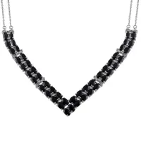 Womens Diamond Accent Genuine Black Sapphire Sterling Silver Chevron Necklaces