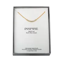 Diamond Accent "Inspire" Womens Diamond Accent Mined White Diamond 14K Gold Over Silver Curved Pendant Necklace