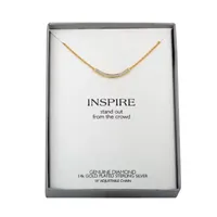 Diamond Accent "Inspire" Womens Diamond Accent Natural White Diamond 14K Gold Over Silver Curved Pendant Necklace