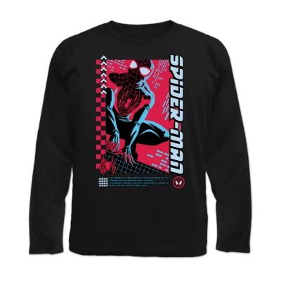 Little & Big Boys Crew Neck Long Sleeve Spiderman Graphic T-Shirt