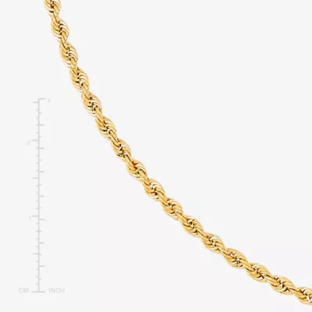 10K Gold 7.25 Inch Hollow Rope Chain Bracelet