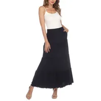 White Mark Womens Mid Rise Long Full Skirt