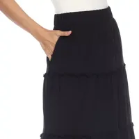 White Mark Womens Mid Rise Long Full Skirt