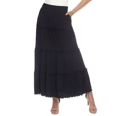 White Mark Womens Mid Rise Long Full Skirt